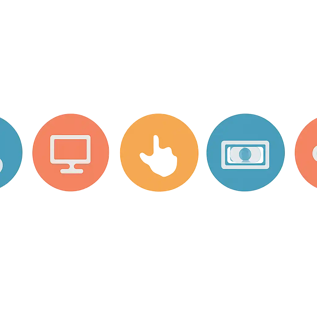 Five numbered circular icons connected by arrows in a horizontal flow, Getting Started With up king game steps, UP Satta