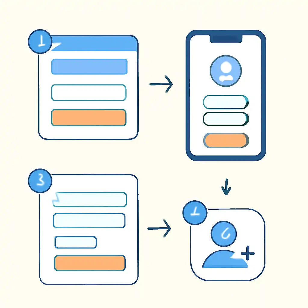 Annotated step diagram: creating an account process with numbered callouts, UP Satta King