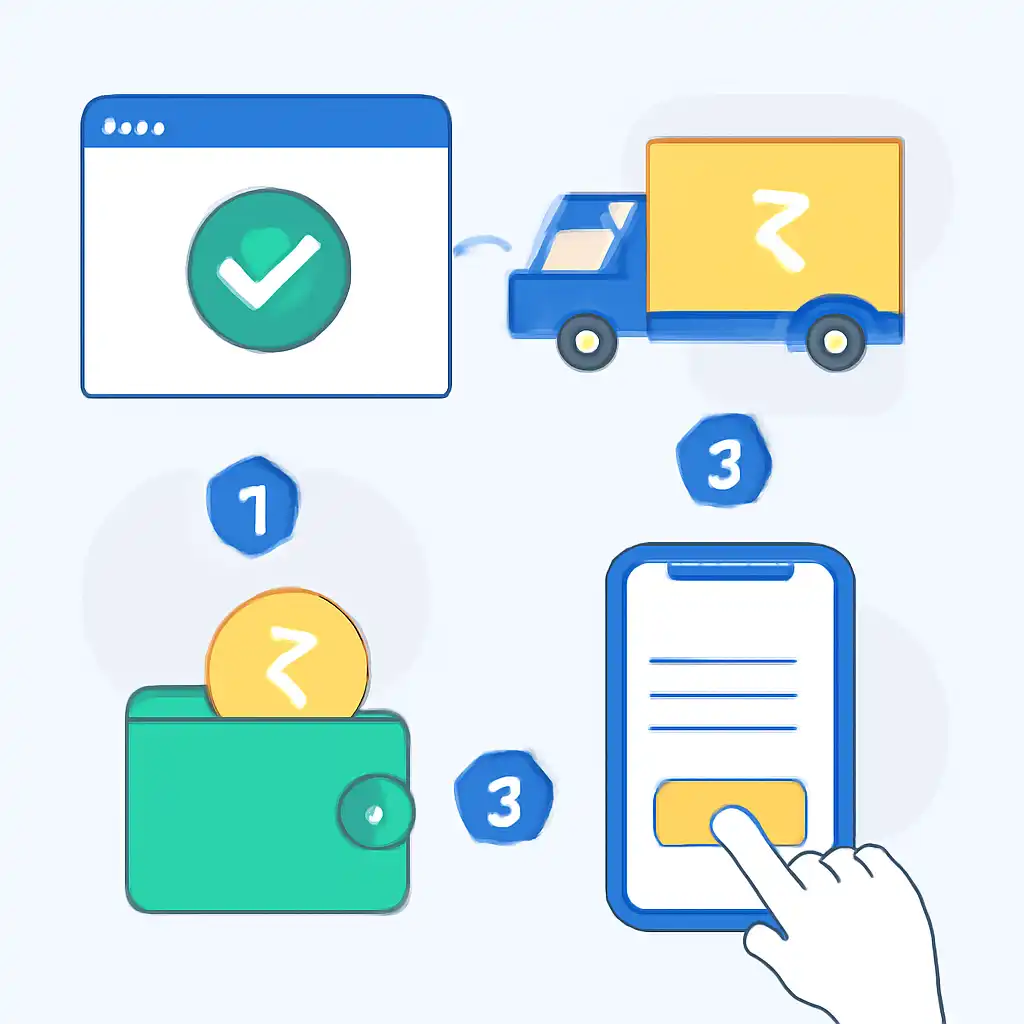 Annotated step diagram: making a first deposit process with numbered callouts, UP Satta King