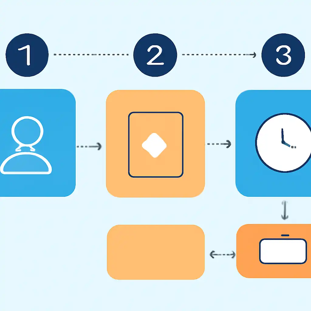 Annotated step diagram: draw timings process with numbered callouts, UP Satta King