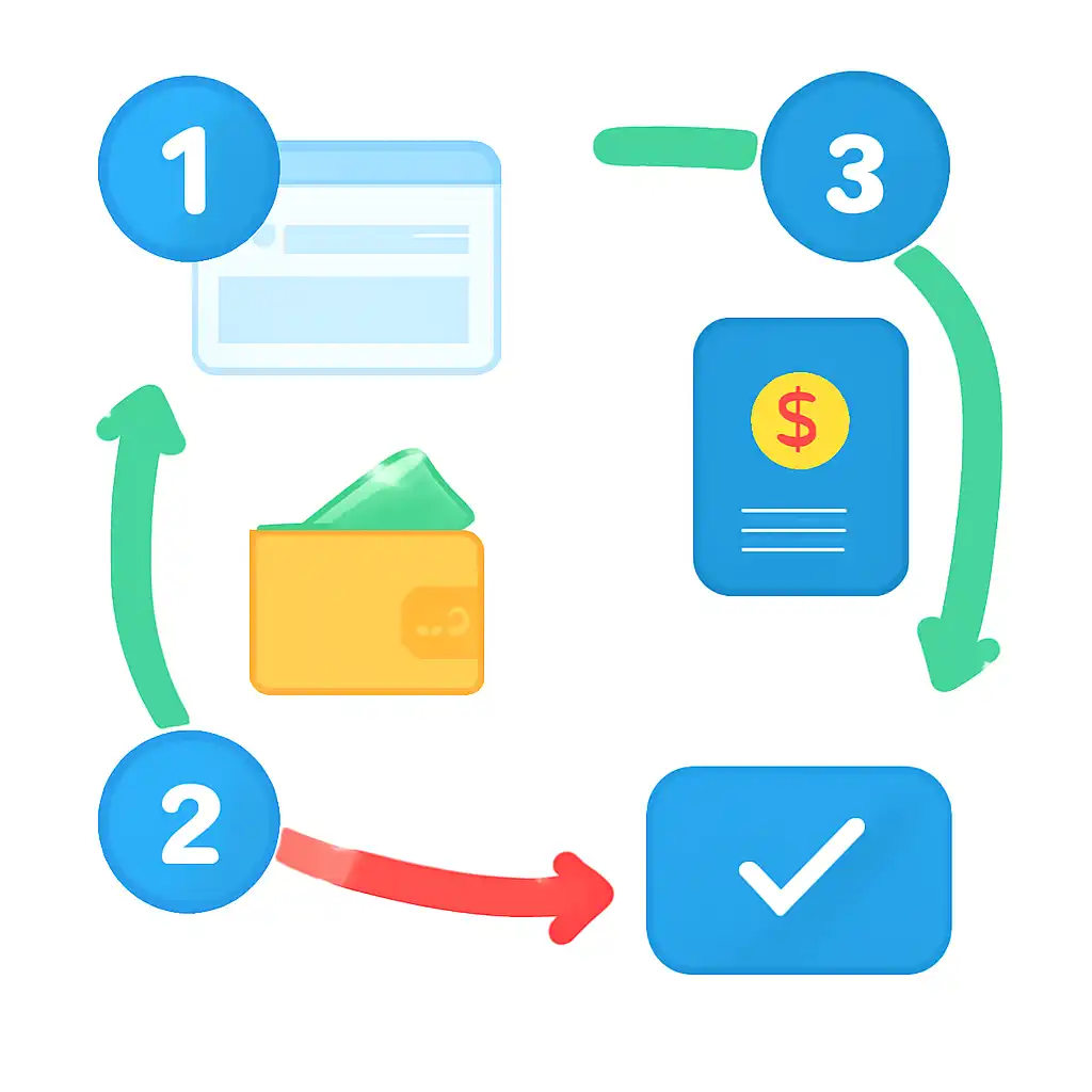 Annotated step diagram: withdrawal limits process with numbered callouts, UP Satta King